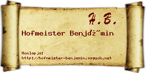Hofmeister Benjámin névjegykártya